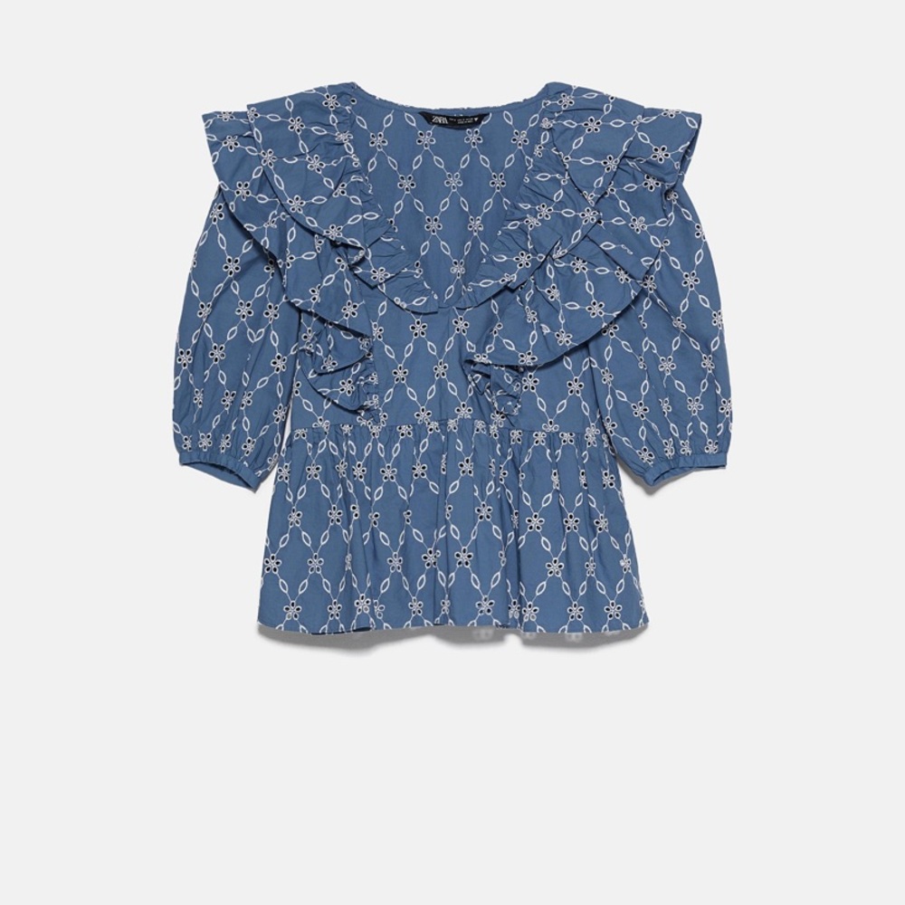 ZARA OPENWORK EMBROIDERED TOP - Picture 2 of 6